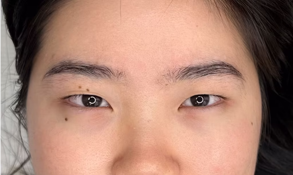 Brows before lamination treatment - sparse unruly hairs